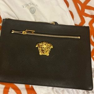 Versace Black Large Medusa Zip Pouch